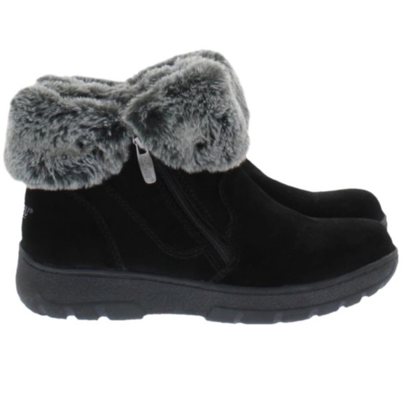 🔥 NIB Khombu Jessica Fur Short Suede Boots Black - Picture 2 of 7